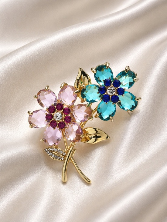 Anthropologie Jewelry - Romantic Pastel Gold Floral Brooch